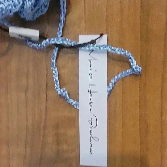 Monica Hansen x Revolve Swimwear Beach Gloves Crochet Mesh Rhinestone Baby Blue - Picture 8 of 12